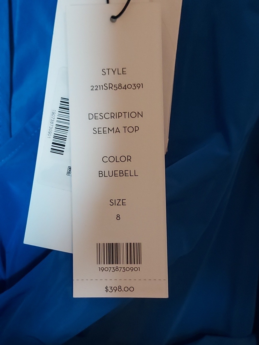 Veronica Beard Seema Long Sleeve Crisscross Blouse In Bluebell Sz 8 - Picture 10 of 16